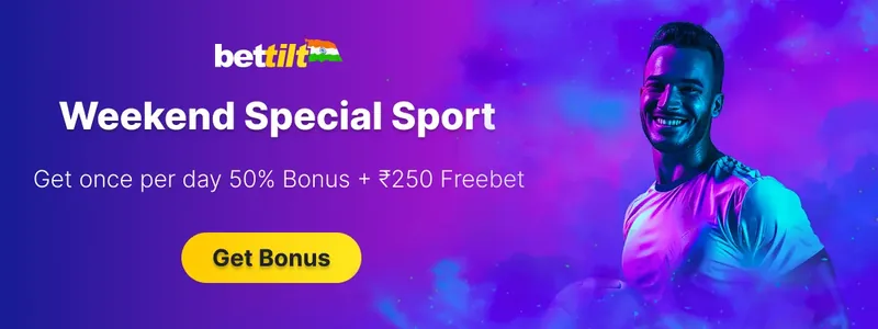 Weekend Special Sport 50 percent bonus plus 250 rupees free bet